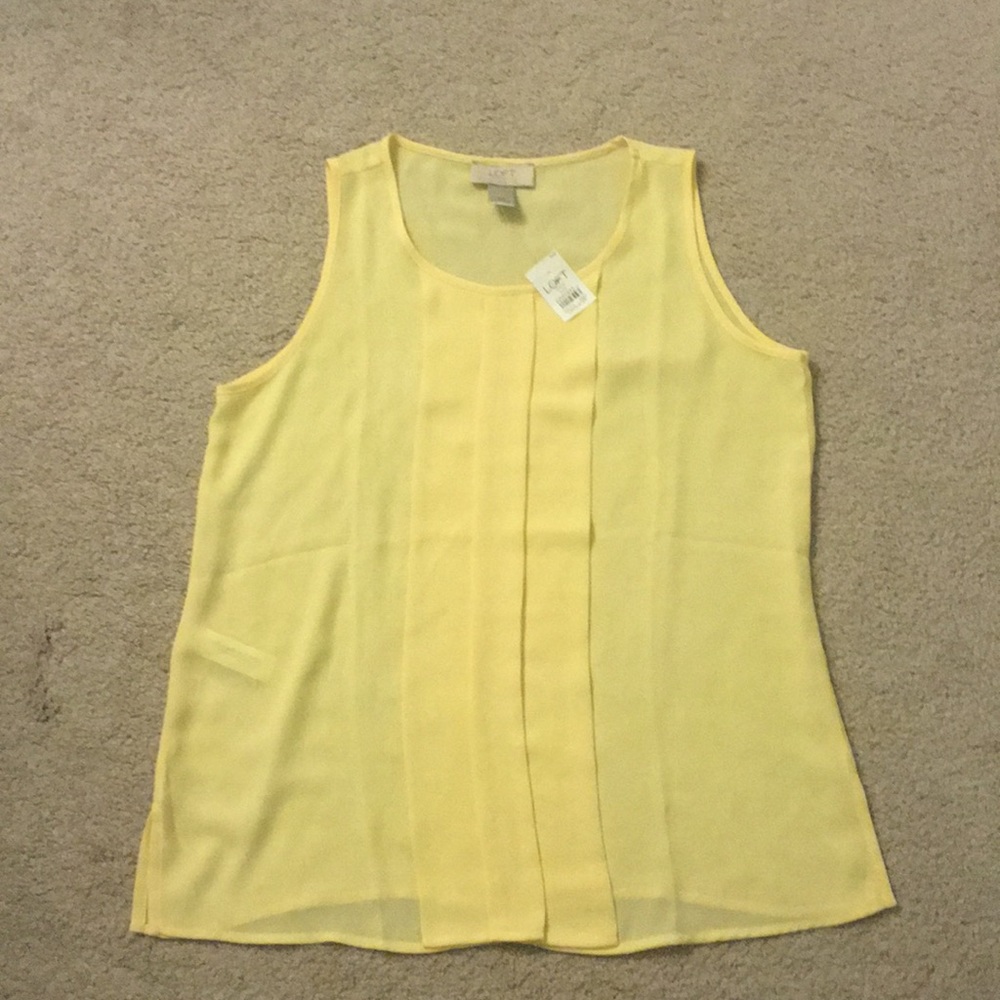 NWT LOFT XS petite sleeveless yellow blouse